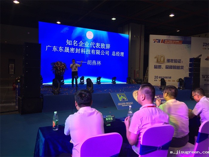 现场：点点taptap手机官网密封件公司胡燕林总经理上台致辞